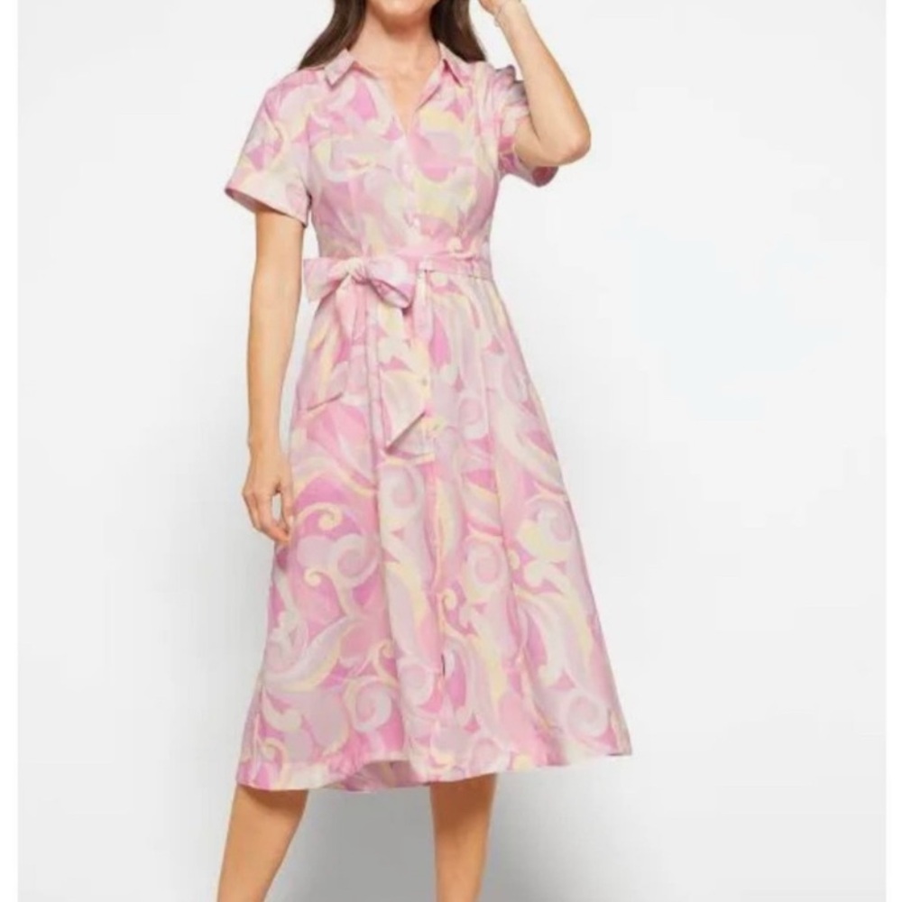 Hill House Pink and Yellow Midi Dress